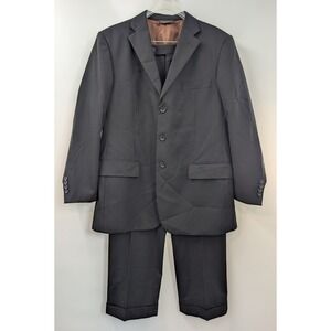 Caravelli Black Pinstripe 2pc Suit Superior 150s Jacket 44R Pant 38W (34W) Italy